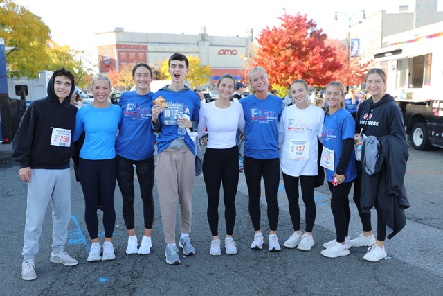 (PHOTO: The 4th Annual MOMS 5k and Family Fun Run took place in Port Chester on Sunday, October 20, 2024. Rye High School students: Lucas Bahl, Tevah Gibbs, Alex Wood, Logan Nuculaj, Mia Howson, Beau Whaling, Maggie Swanson, Kendall Bahl and Caroline Doyle.)