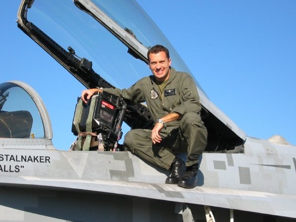 (PHOTO: US Marine Corps veteran and Bradford Avenue resident Tony Bancroft in 2002 at Marine Corps Air Station Yuma on a fighter training cross country mission.)