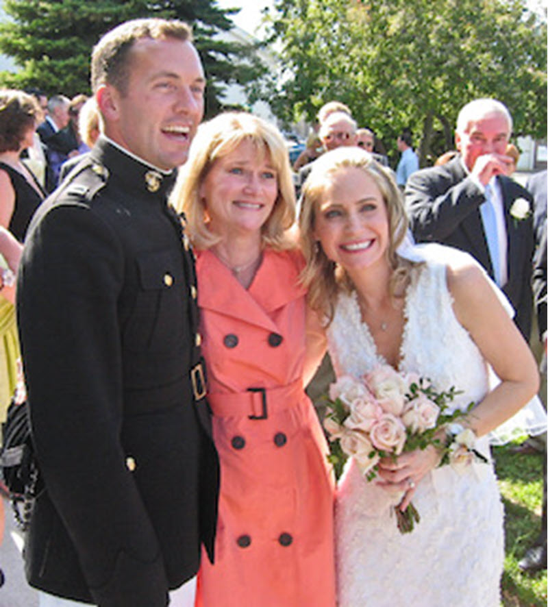 (PHOTO: US Marine Corps veteran and Bradford Avenue resident Tony Bancroft on his wedding day in 2008 with his bride, Dateline NBC correspondent Andrea Canning (right) and ABC News Chief Global Affairs Correspondent Martha Raddatz, who introduced the couple.)