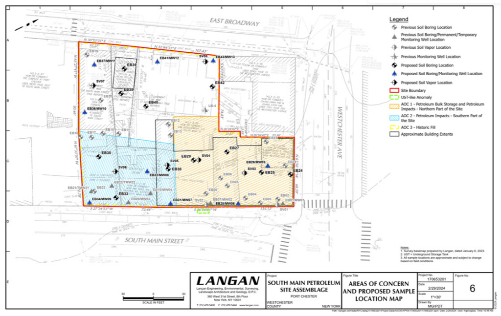 (PHOTO: The brownfield site is at the very center of downtown Port Chester at 2, 14, and 16 South Main Street, 15 East Broadway, and 106 Westchester Avenue.)