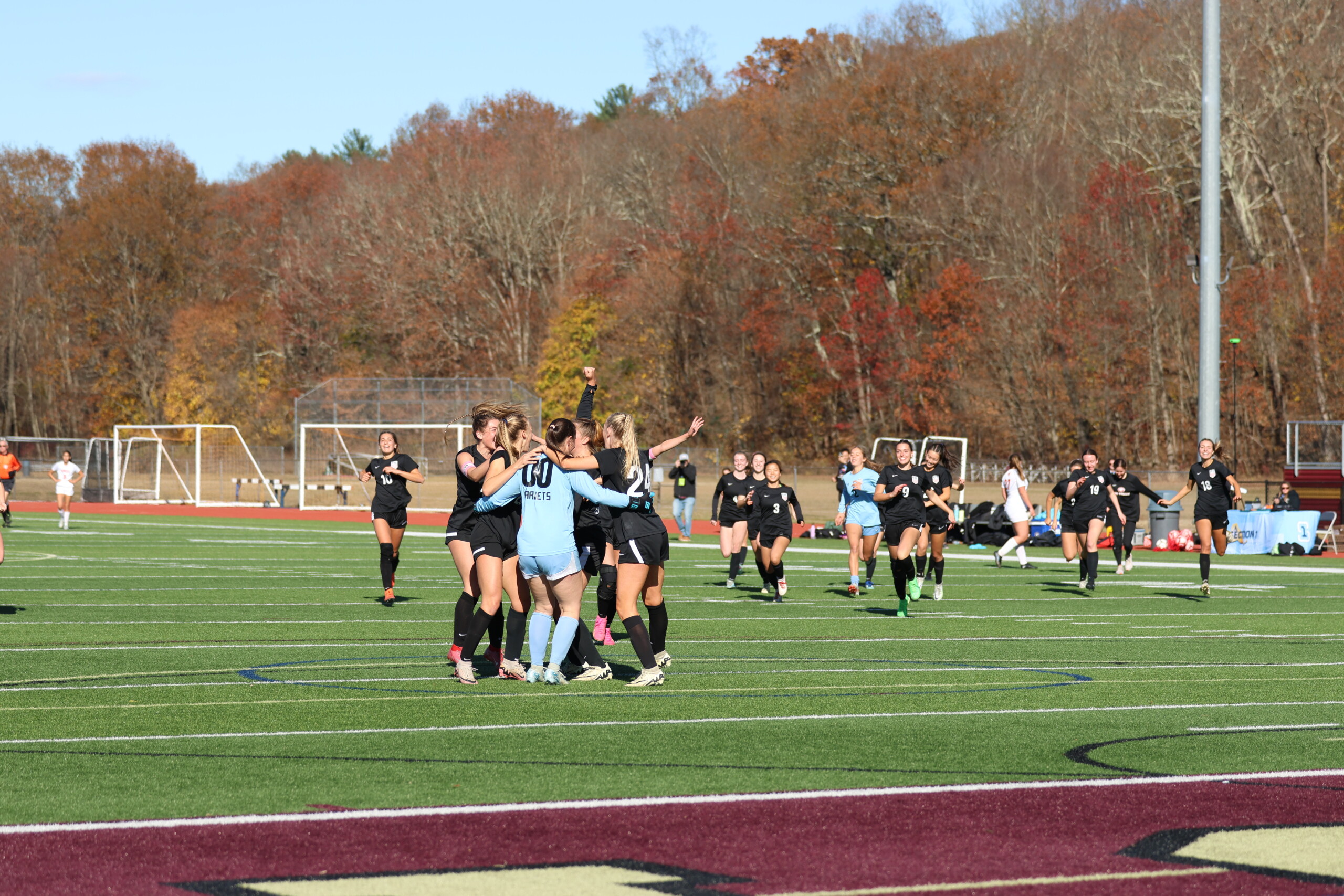 (PHOTO: Rye begins its celebration after defeating Somers 4-2 in the sectional finals. Credit: Alvar Lee)