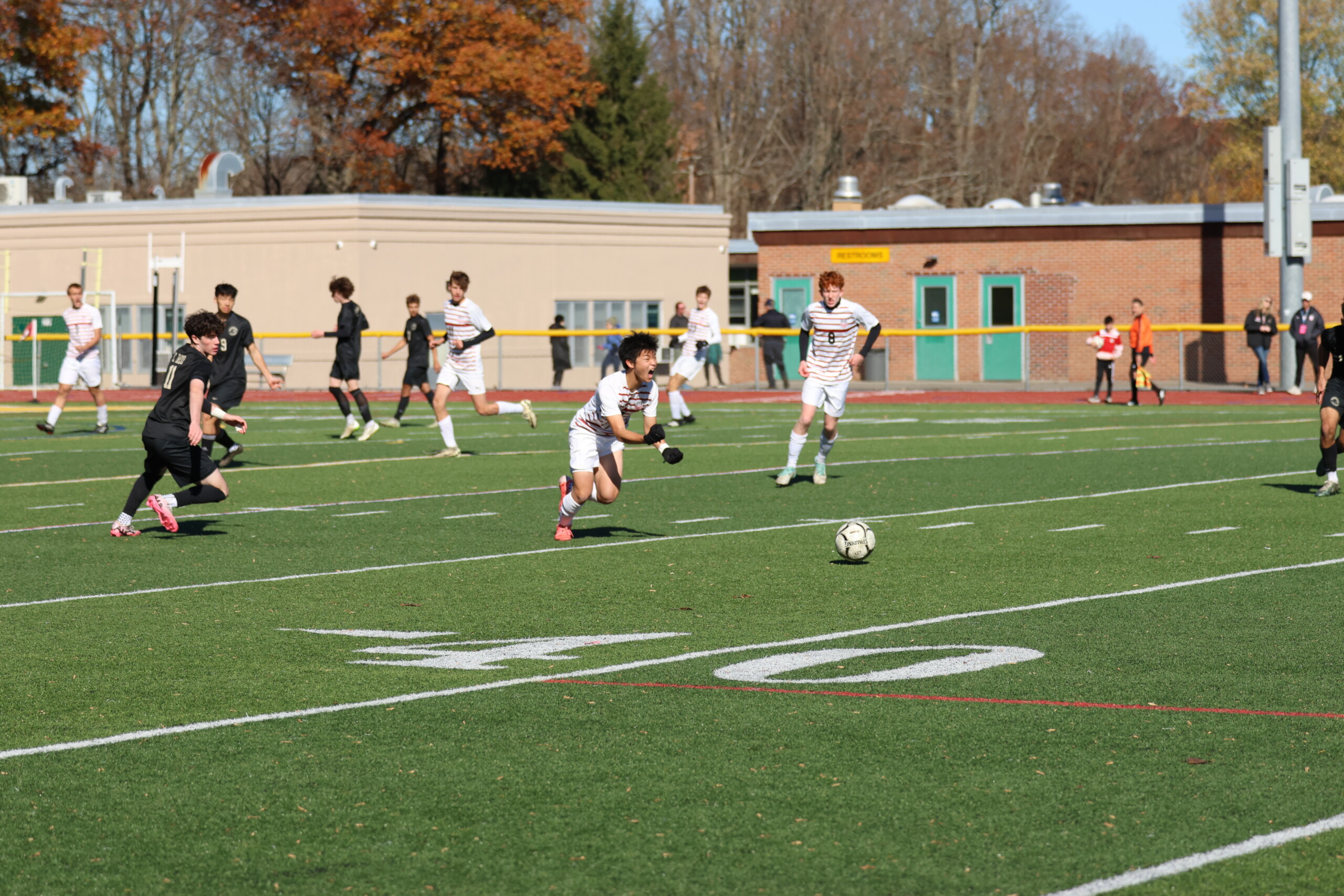 (PHOTO: Shun Nagata shows champion-esque emotion after a strong tackle against Ardsley. Credit: Alvar Lee)