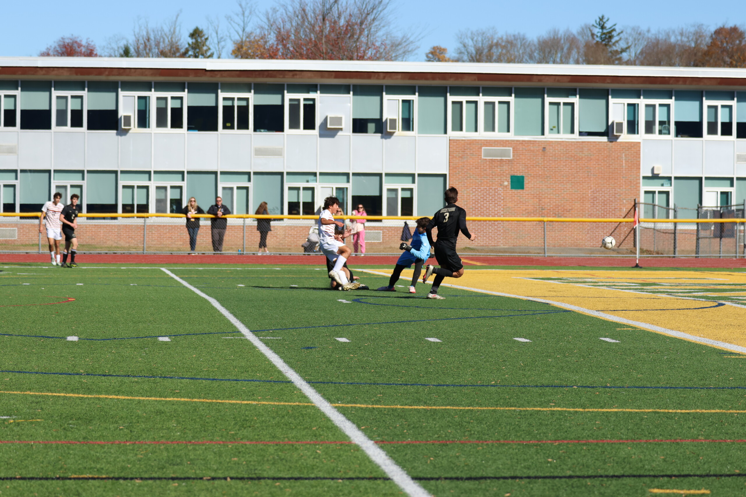 (PHOTO: Alex Rojas scored twice in the sectional finals, including this icebreaking goal in the 9th minute. Credit: Alvar Lee)