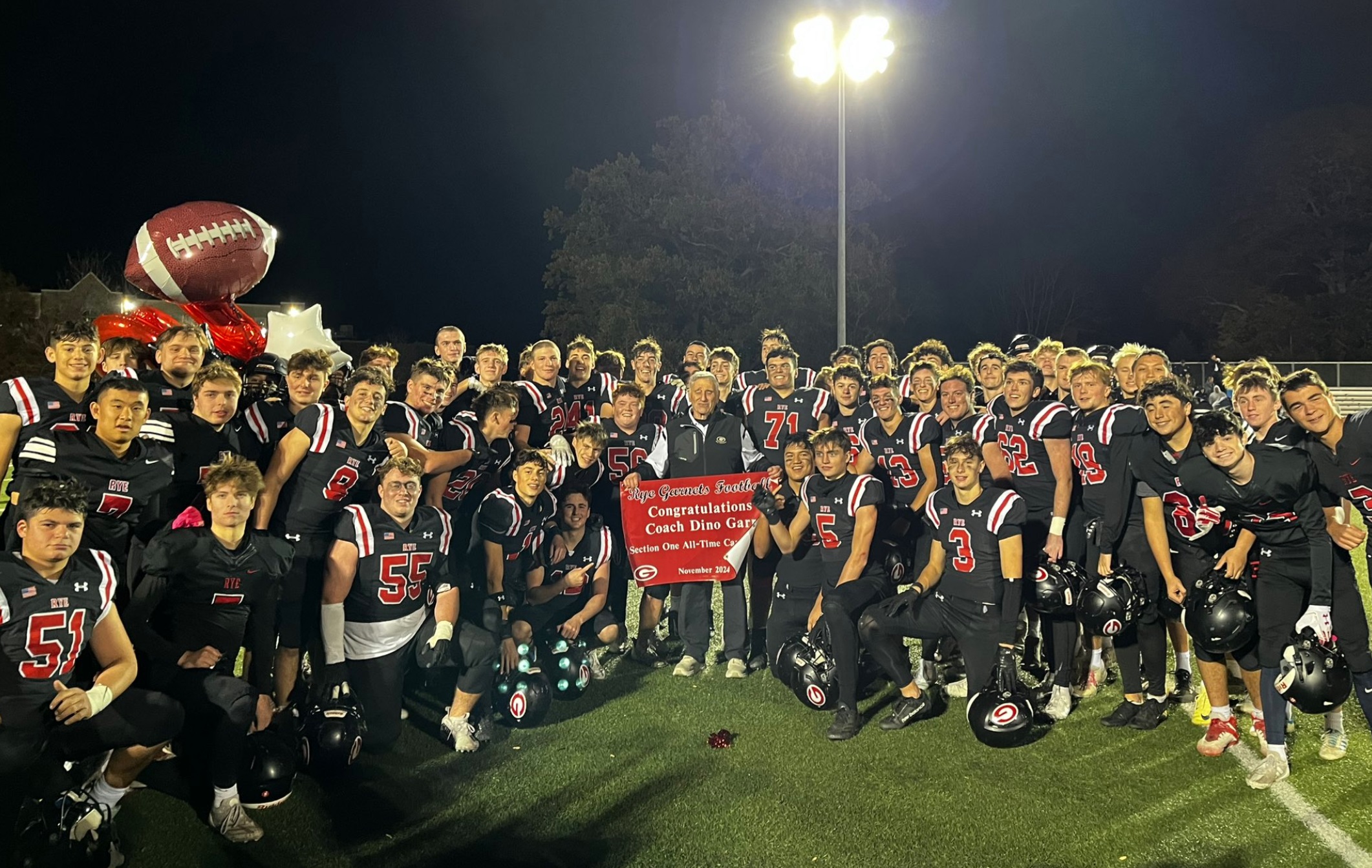 (PHOTO: Rye's semifinal victory over Yorktown marked Head Coach Dino Garr's historic 361st win, the most by any Section 1 coach. Credit: Rye Athletics)