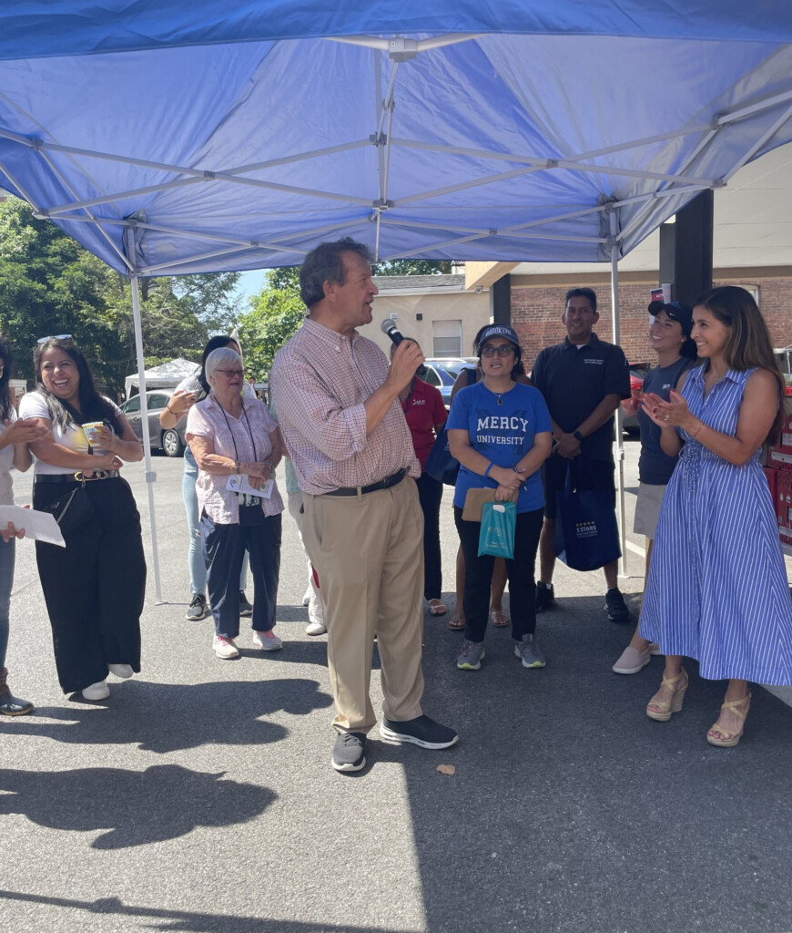 (PHOTO: Westchester County Executive and Congressman elect George Latimer at the Open Door Healthier Mamaroneck Access to Care Health Fair, Summer 2024. Contributed.)