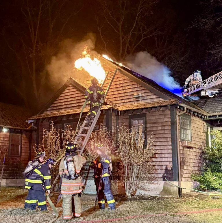 (PHOTO: Rye FD battled a structure fire at 2 Lane Way off Barlow Lane in Greenhaven on Sunday morning, December 8, 2024. Contributed.)