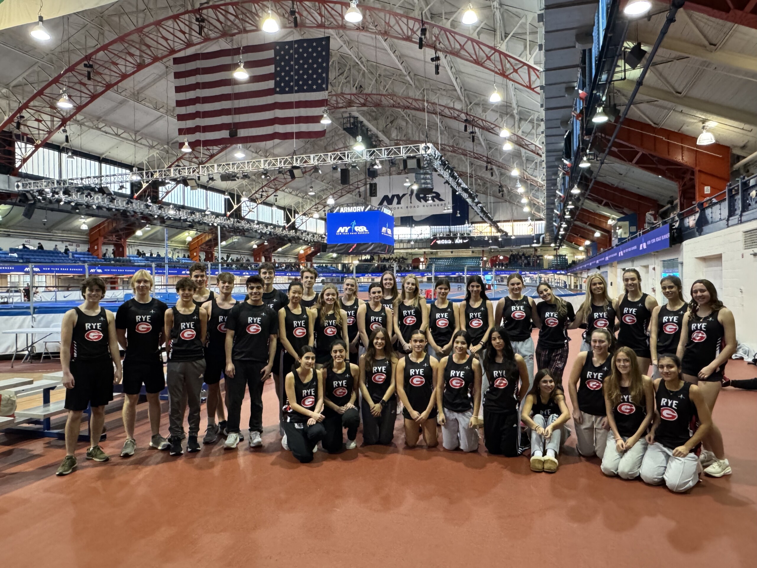 (PHOTO: The 2024-25 Rye Varsity Indoor Track and Field Team after the Section 1 Kickoff Meet from Sunday, December 15.)