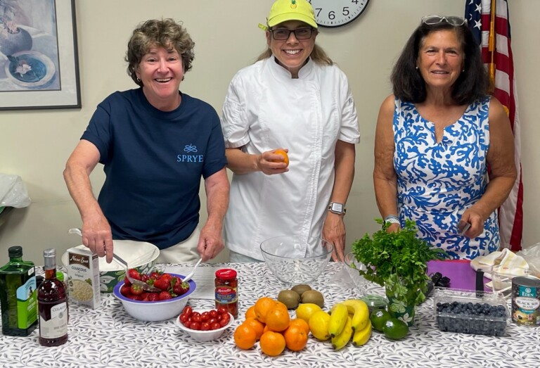 (PHOTO: SPRYE Executive Director Marie Johnson at the health cooking program with Registered Dietician Elisa Bremner of Somers, New York and Board Member Betsy Biddle. Contributed.)