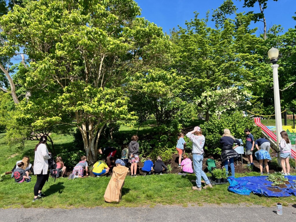 (PHOTO: The Friends of Rye Town Park arranged for Midland 4th graders to plant a garden in the park. Contributed.)