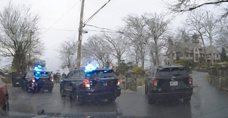 (PHOTO: Rye PD dashcam footage from Friday, December 20, 2024 shows the police response to Greenhaven beach. Source: Rye PD.)