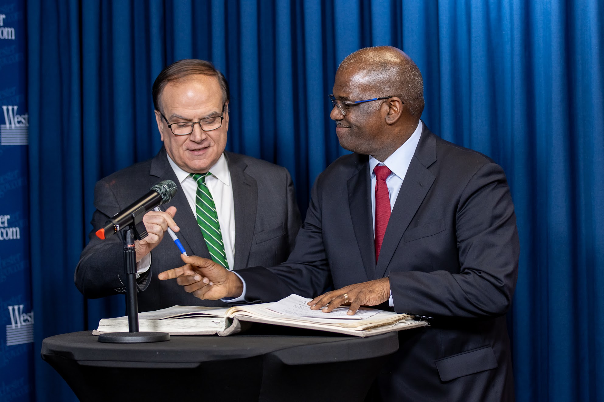 (PHOTO: On Monday, January 6, 2025, Ken Jenkins was sworn into office as Westchester County’s 10th County Executive in a ceremony was presided over by Westchester County Clerk Timothy Idoni (on the left). Contributed.)