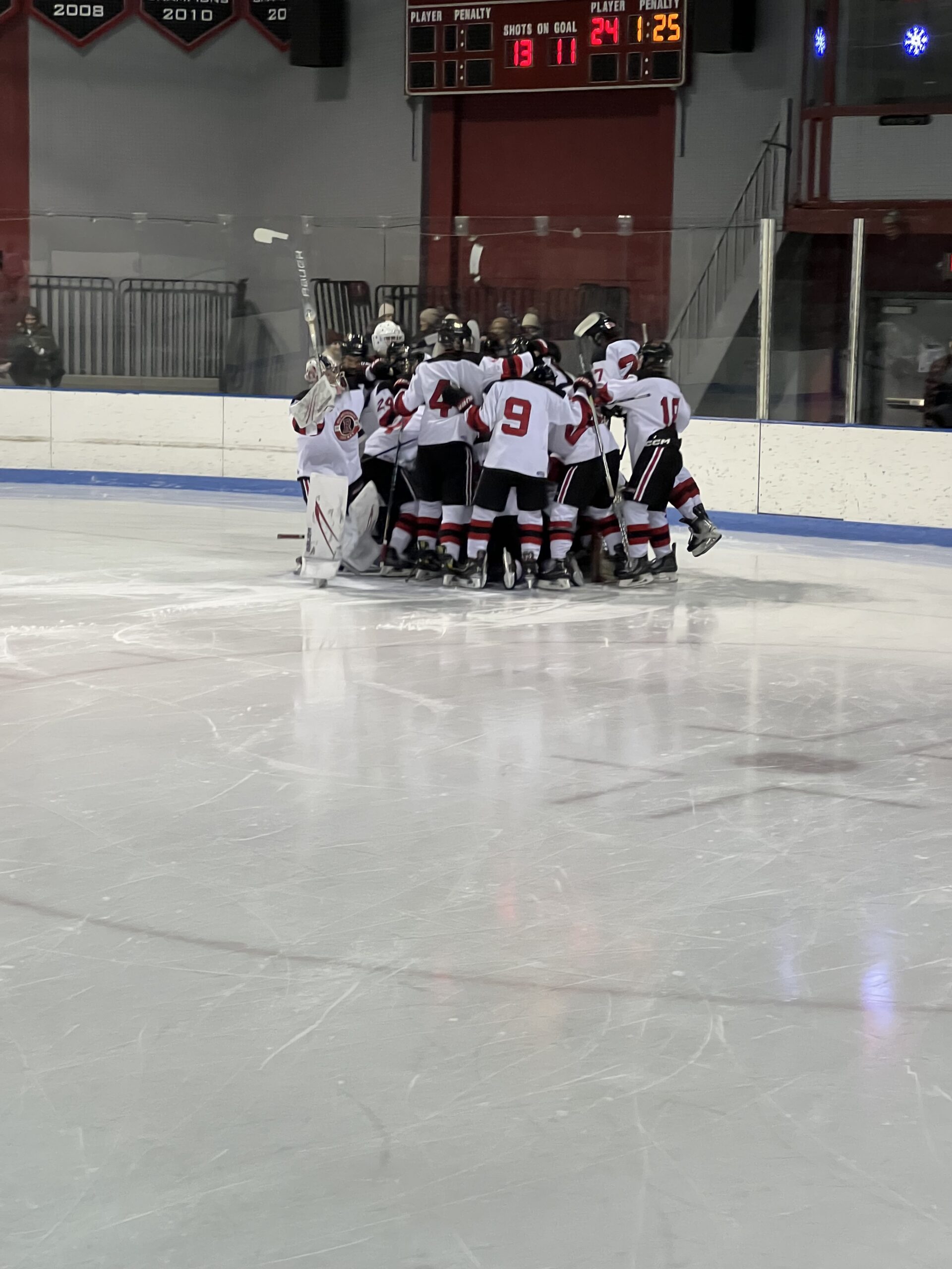 (PHOTO: The Rye Hockey Team before their come-from-behind victory over the Suffern Mounties. Contributed)