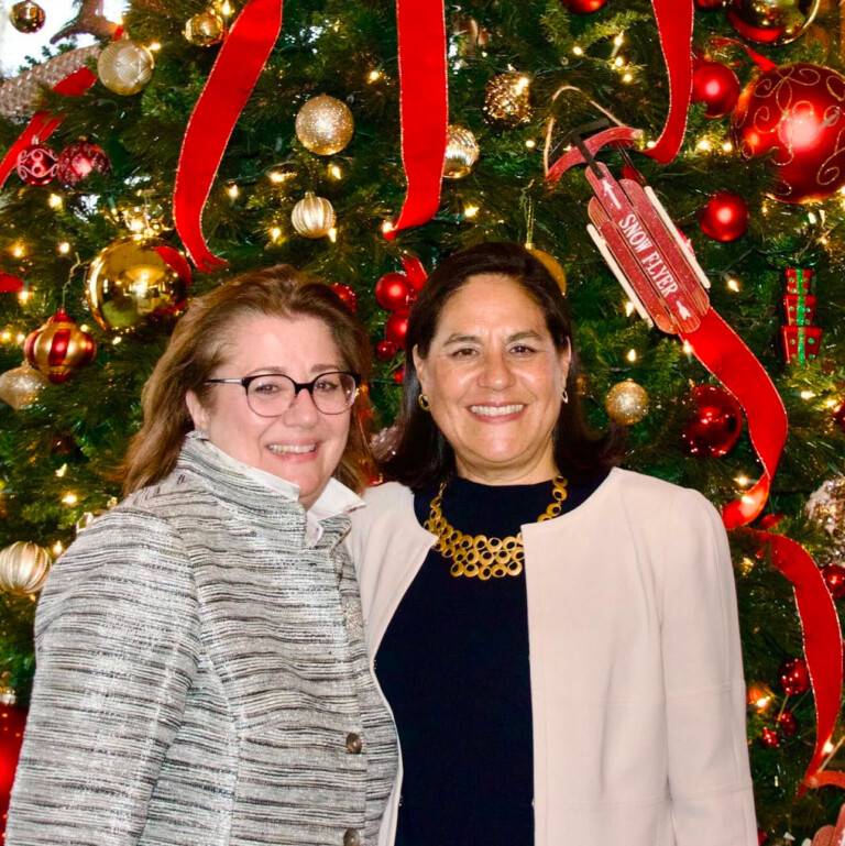 (PHOTO: Mary Julian (second vice president) and Rosario Benavides Gallagher (president) of The Little Garden Club of Rye at the WinterGarden 2024 fundraiser. Contributed.)