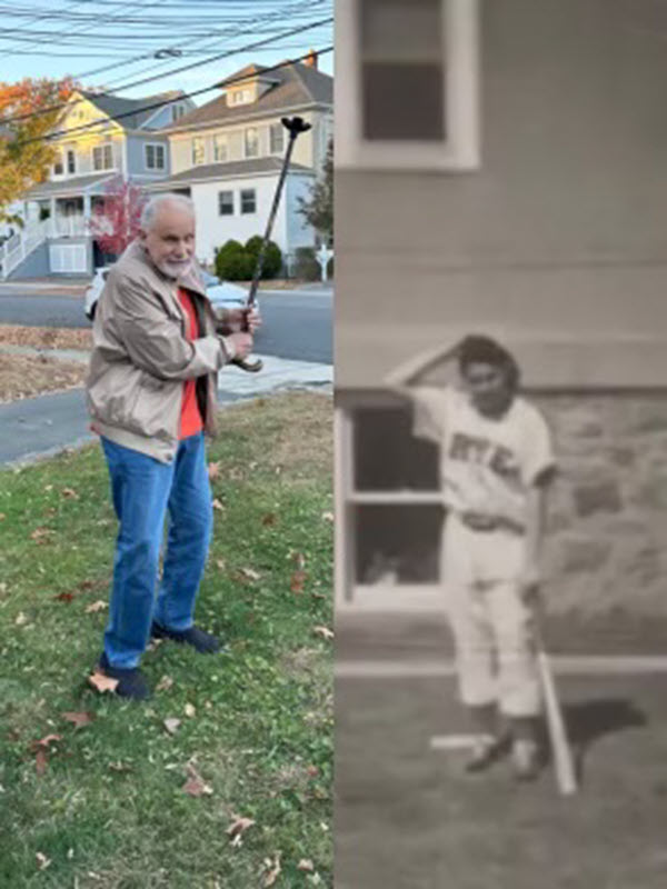 (PHOTO: Now and then: at 219 Central Avenue in Rye, Kelly Mitten's grandfather, John Grippo, who according the the family, was a local little league legend in the 50s. Contributed.)
