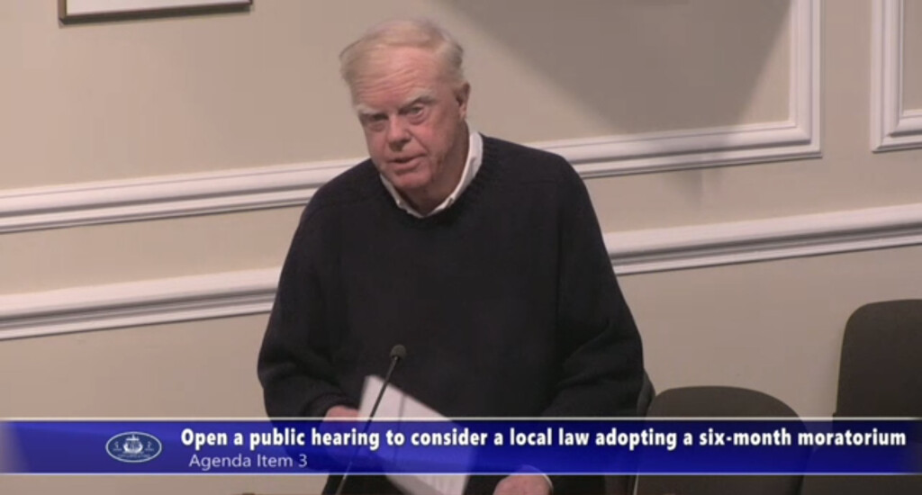 (PHOTO: Chair of the City’s Planning Commission, Nick Everett, had some choice words for Rye City Council about its proposed building moratorium during a public hearing on Tuesday, January 21, 2025.)