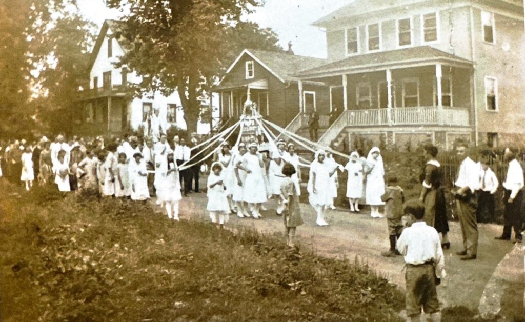 (PHOTO: Family photo of the Feast of Saint Donato (year unknown). Kelly Mitten's great great grandfather Donato Mainiero moved to Rye from Italy as a boy in the 1880s and founded the celebration at the age of 12 with his father John, according to old press reports. Contributed.)