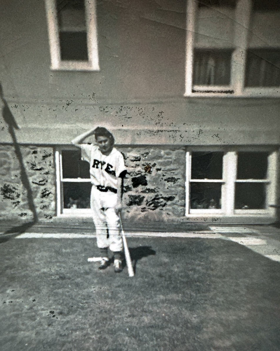 (PHOTO: At 219 Central Avenue in Rye: Kelly Mitten's grandfather, John Grippo, who according the the family, was a local little league legend in the 50s. Photo was taken some time between 1949 - 1956. Contributed.)