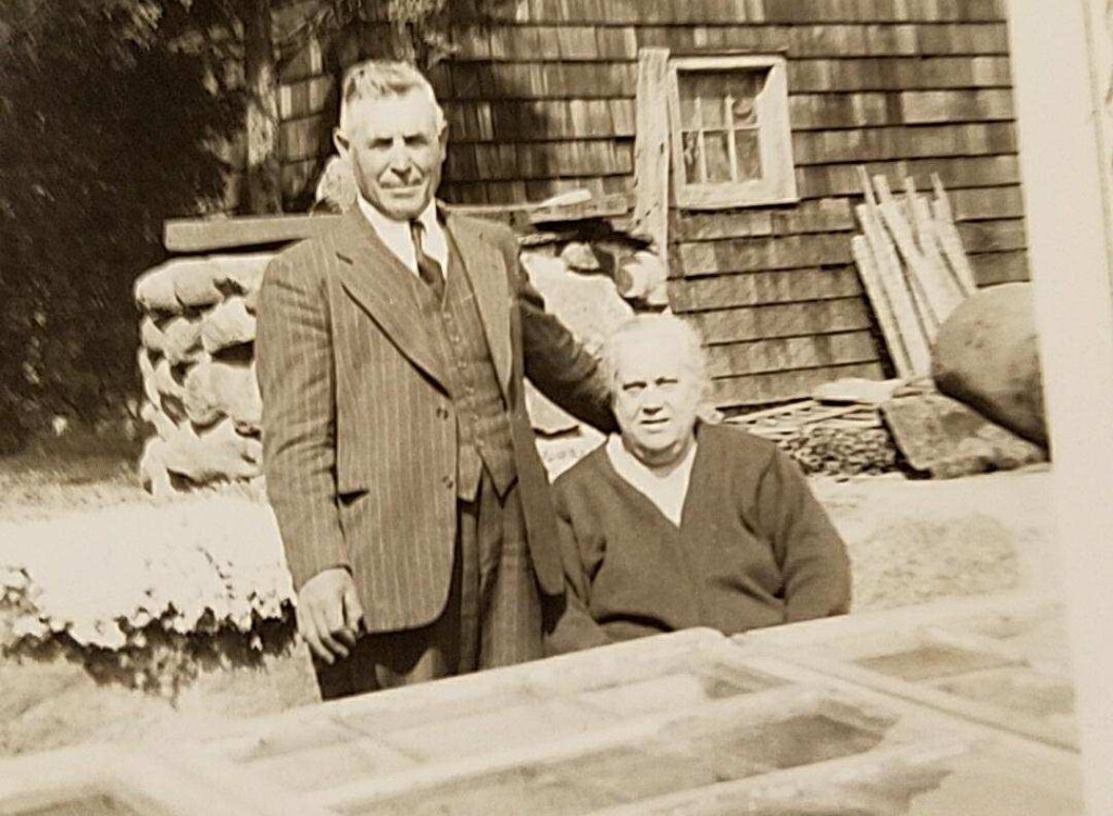 (PHOTO: At 219 Central Avenue in Rye: Donato Mainiero, Kelly Mitten's great great grandfather, who built the home on the 1920s, with his wife Carmella at the property. Contributed.)