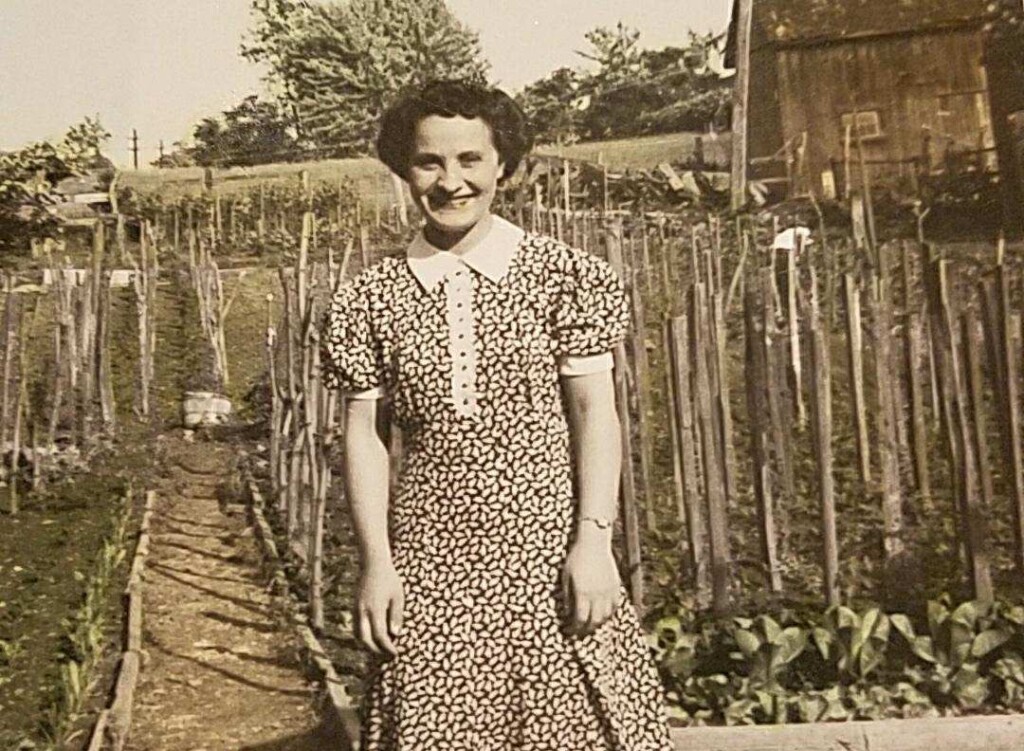 (PHOTO: At 219 Central Avenue in Rye: Helen Tripicco (née Mainiero), Kelly Mitten's great grandmother's sister, in the backyard of 219. It used to be an expansive garden. Contributed.)