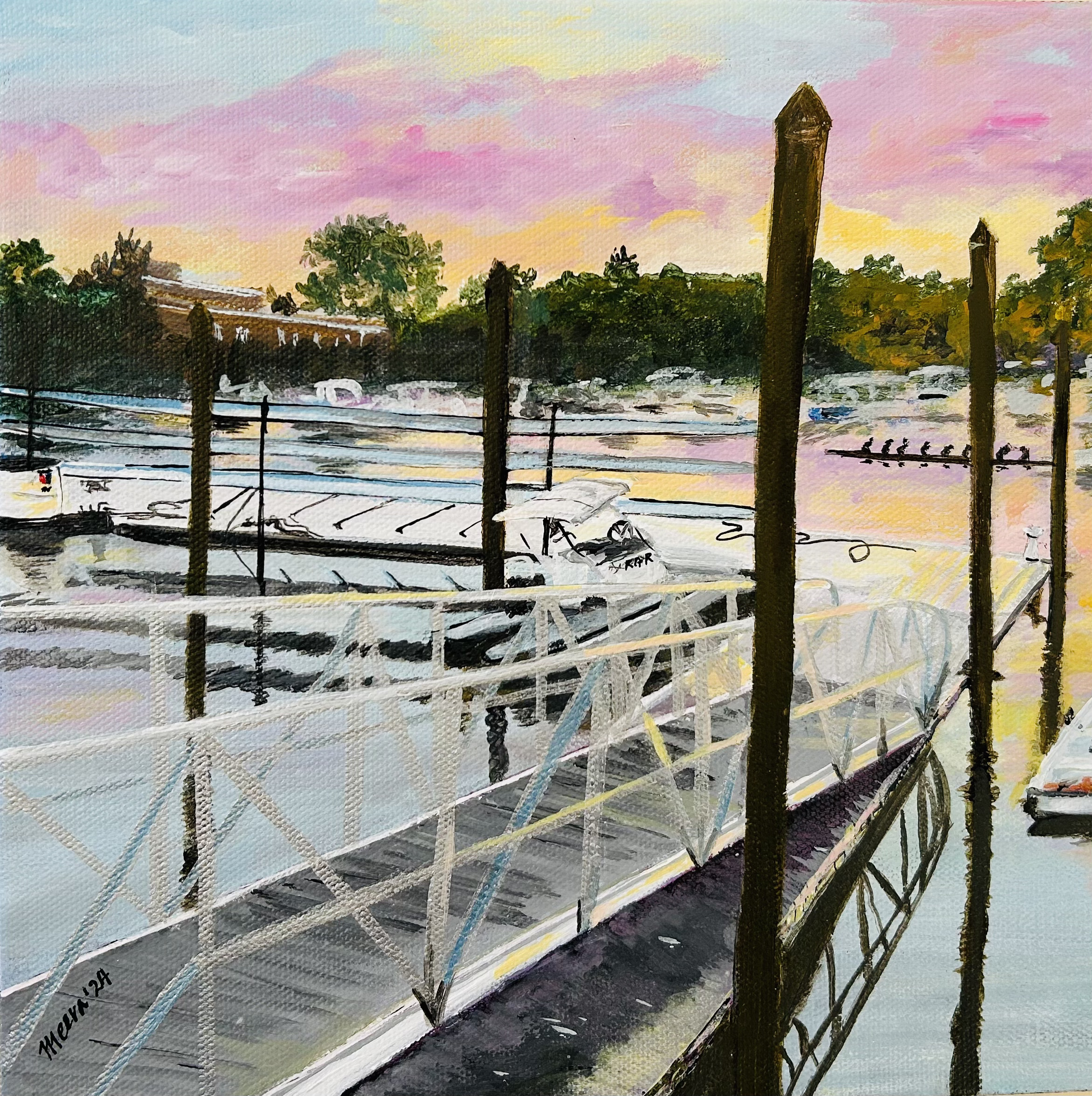 (PHOTO: Rye Boat Basin (acrylic on canvas). View of Milton Marina. By Meera Agarwal.)