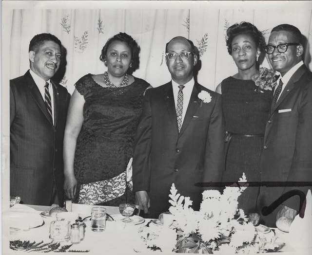 (PHOTO: Rye resident Robert Sumner Brown (center) served as president of the Port Chester/Rye NAACP. His wife Lester is second from the left. Orial Anne Banks Redd is second from the right. The remaining two people are unknown. 1960s. Contributed.)