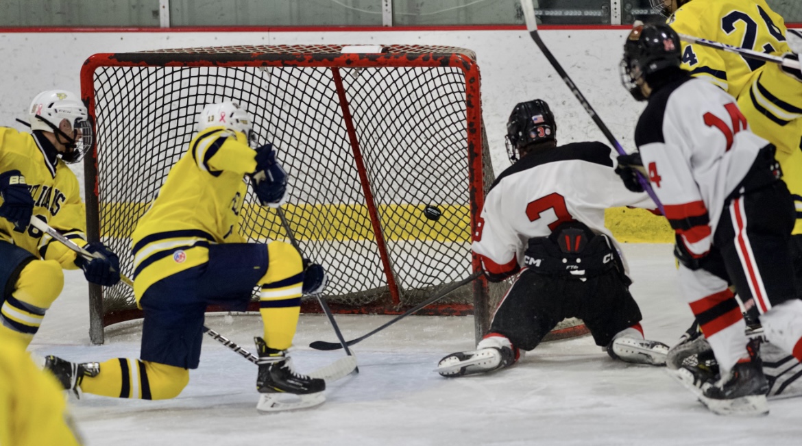 (PHOTO: The first of Drew Dolan's (#3) 2 goals in the Section 1 Division B championship game vs Pelham. Contributed)