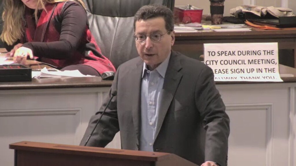 (PHOTO: Rye Mayor Josh Cohn delivering his "Mayor's message" on February 26, 2025 at Rye City Hall.)