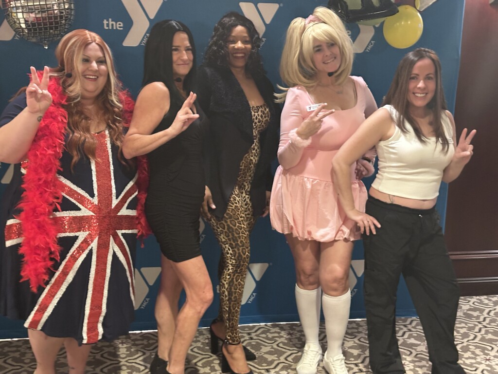 (PHOTO: At the Rye YMCA’s Dancing Through the Decades fundraiser on Friday, February 28, 2025, the Rye Y Spice Girls: Caitlin Bochicchio, Melissa Lewis, Traceann Rose, Heather Camacho, Kathy Lynam. Contributed.)