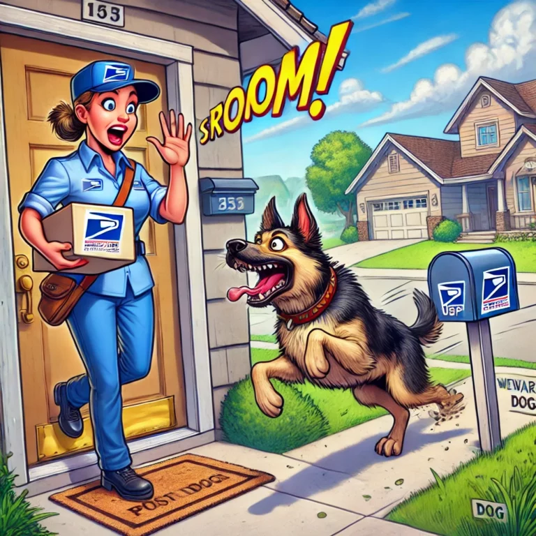 DALLE 2025-04-21 postal carrier and dog