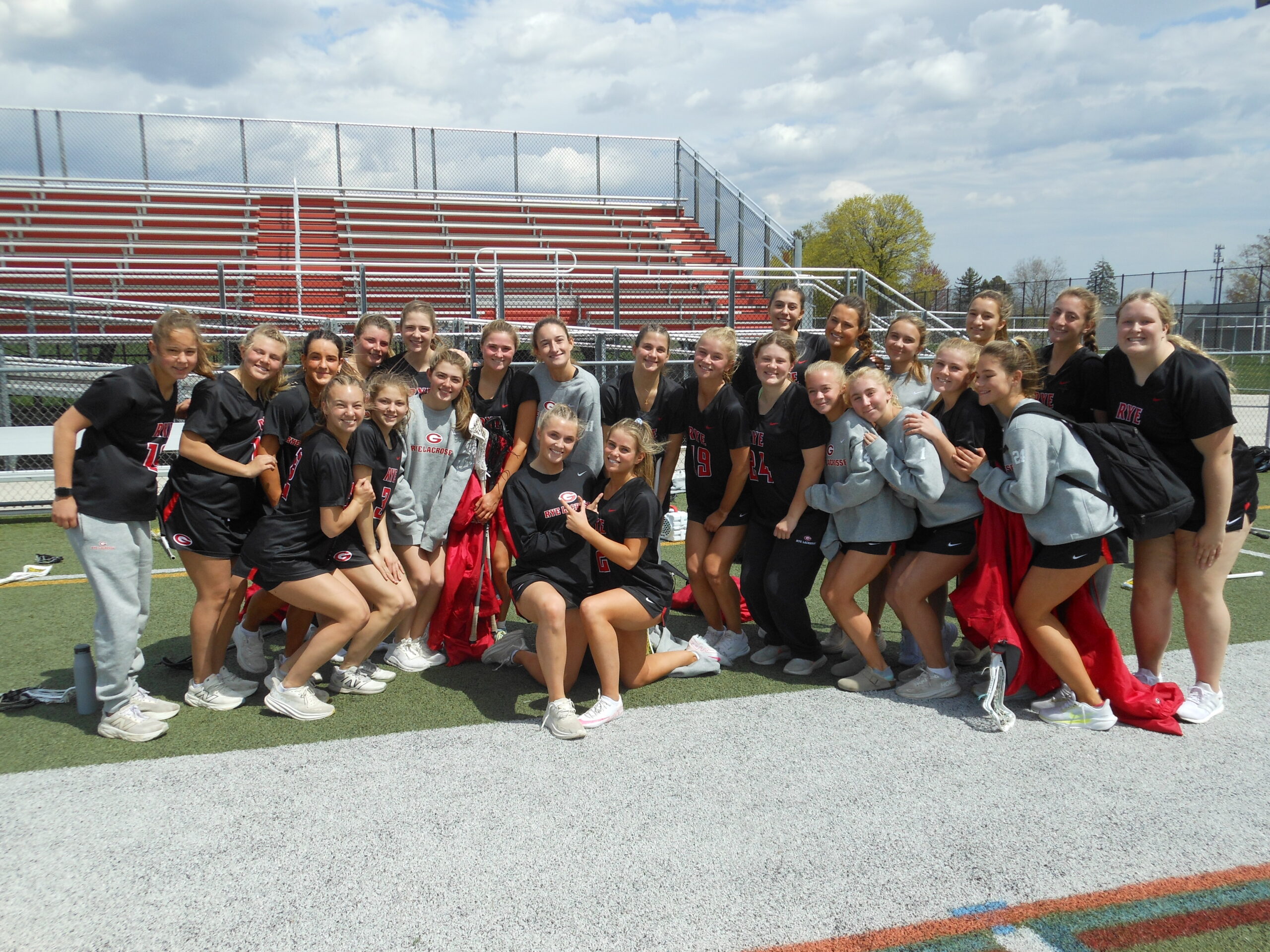 (PHOTO: The 2025 Rye Girls Lacrosse Team after a 10-7 win vs Conestoga on Tuesday, April 15. Contributed.)