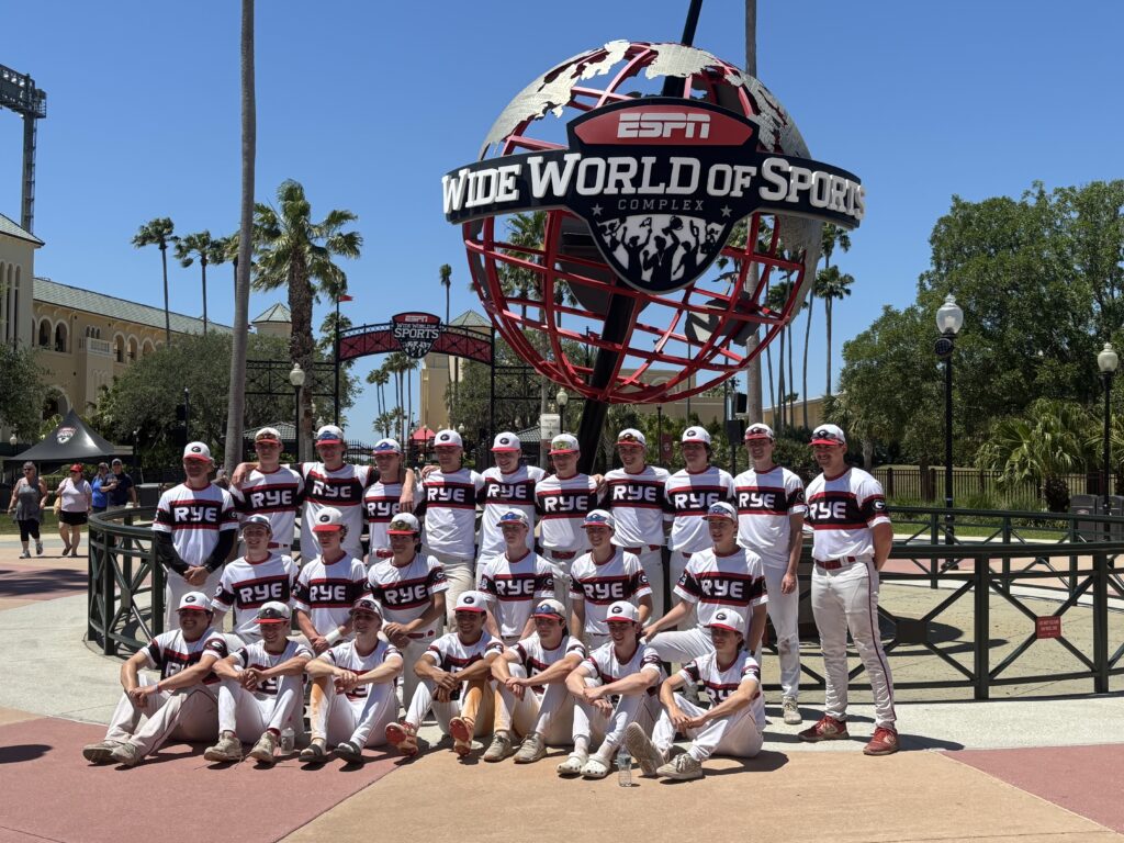 (PHOTO: The Rye Varsity Baseball Team photo from Disney, Florida, on Wednesday, April 16.)