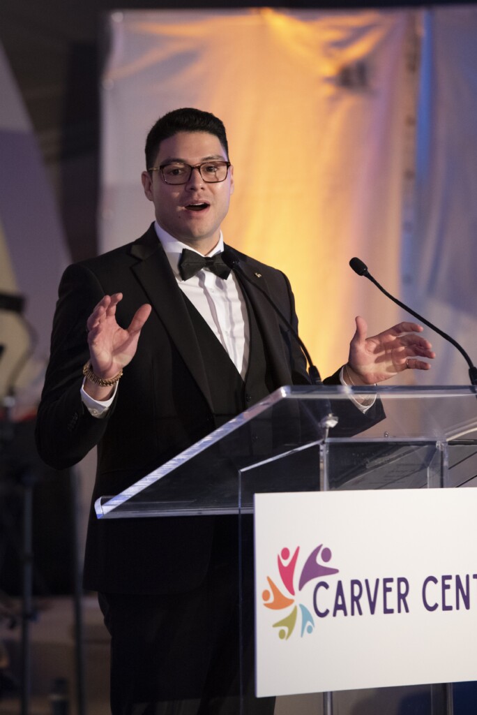 (PHOTO: The Carver Center's 2025 gala raised $600K for the nonprofit's work in Port Chester. Juan Carolos “JC” Alejaldre spoke about his Carver Center "story of resilience". Contributed.)