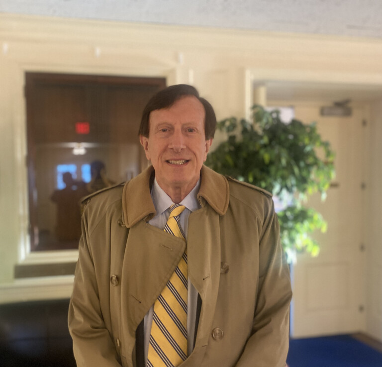 (PHOTO: Kurt van Kuller at Rye City Hall on April 9, 2025. He is the GOP candidate for the Westchester Board of Legislators 7th District.)