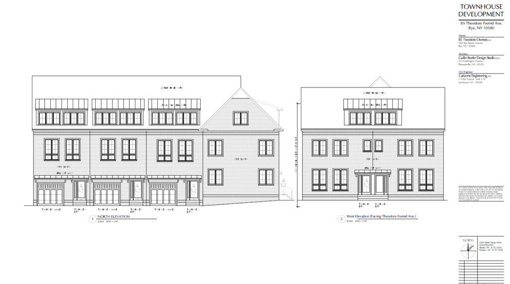 (PHOTO: A proposal to redevelop 85 Theodore Fremd Avenue with five townhouse-style multifamily units will be discussed at the April 22, 2025 Planning Commission meeting. Source: documents filed with the City of Rye Planning Commission.)