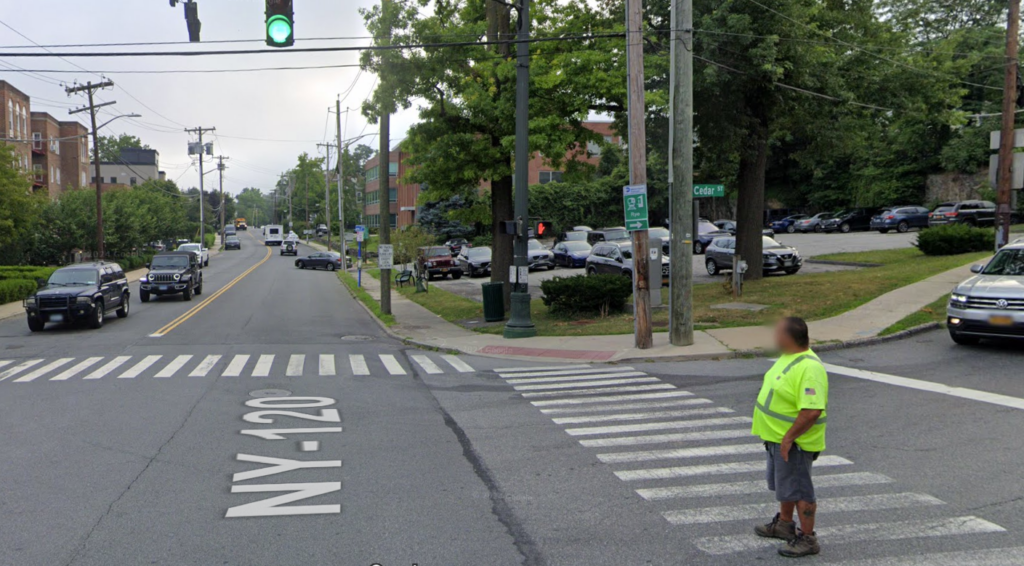 (PHOTO: The intersection of Purchase Avenue and Cedar Street, where the alleged assault took place.)