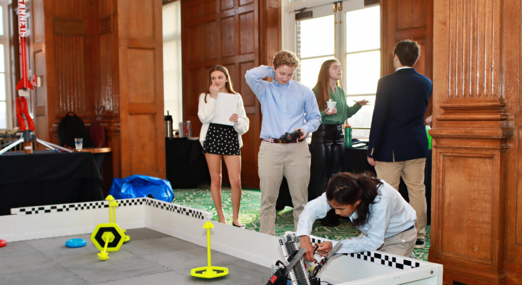 (PHOTO: Rye Fund for Education's annual gala on April 3, 2025 raised over $530,000. RHS Robotics Club students demonstrating their amazing robot. Contributed.) 