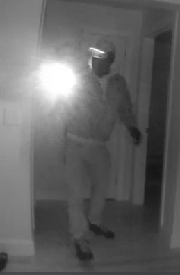 (PHOTO: Two apartments at the Vienna Senior Housing complex on Theodore Fremd Avenue were burglarized on Wednesday, April 9, 2025. This security camera footage shows an individual inside one of the apartments. Source: Rye PD.)