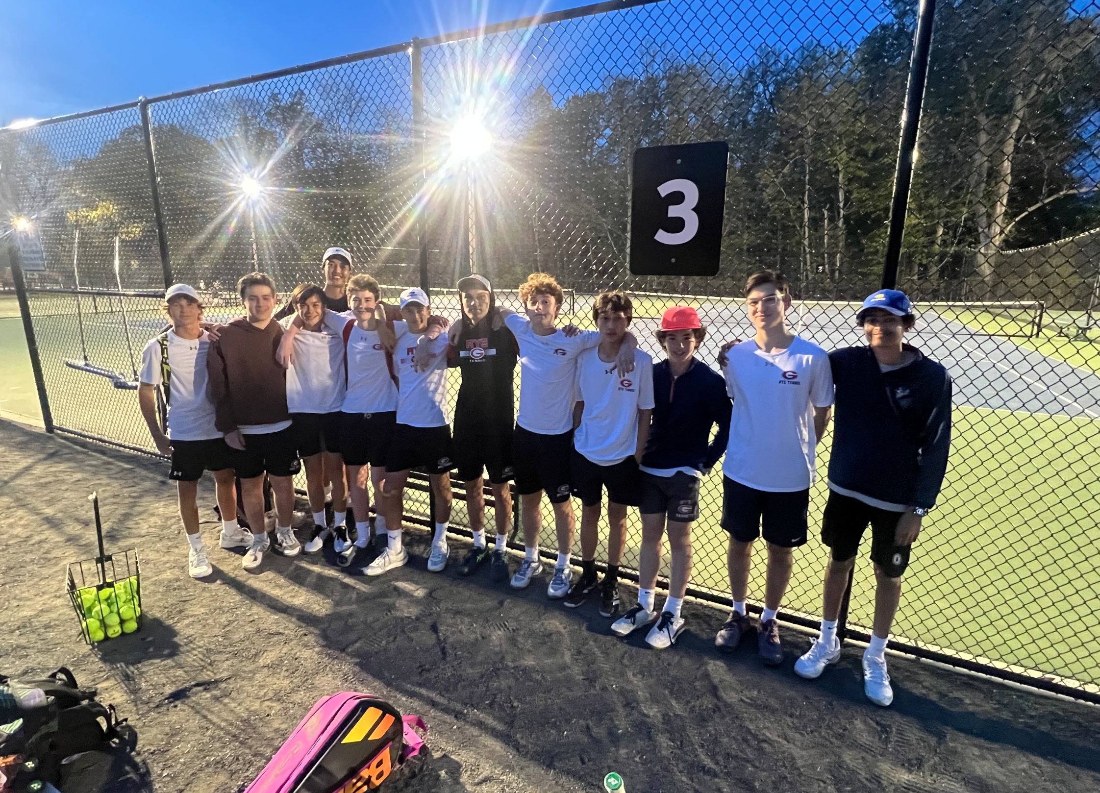 (PHOTO: The Rye Boys Varsity Tennis Team after a 4-3 loss to Mamaroneck on Tuesday, April 29. Contributed.)
