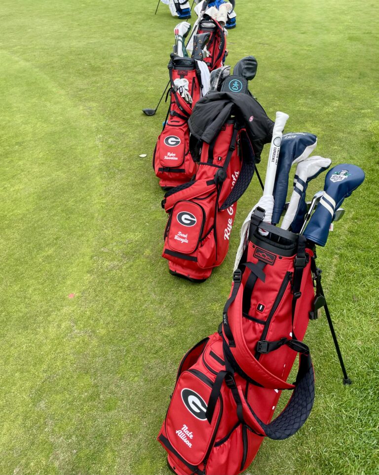 (PHOTO: Rye Boys Golf's custom bags, given to all players at the start of the 2025 season. Contributed.)