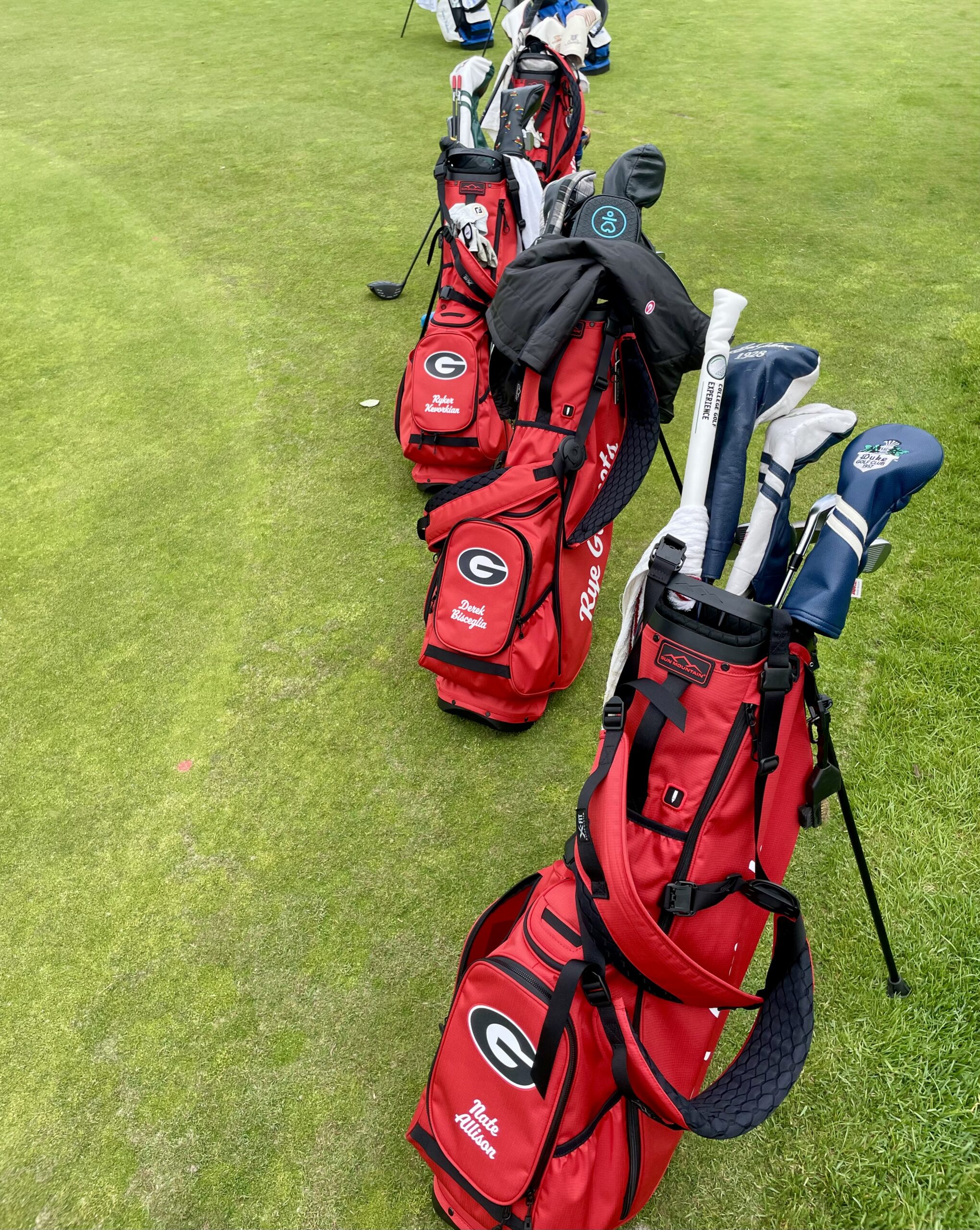 (PHOTO: Rye Boys Golf's custom bags, given to all players at the start of the 2025 season. Contributed.)