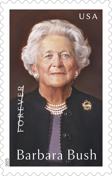 (PHOTO: A new U.S Postal Service stamp featuring former First Lady and Rye native Barbara Bush was unveiled at The White House on Thursday, May 8, 2025. The actual issuance of the Forever stamp will be held in Kennebunkport, Maine on June 10, 2025. Source: United States Postal Service.)