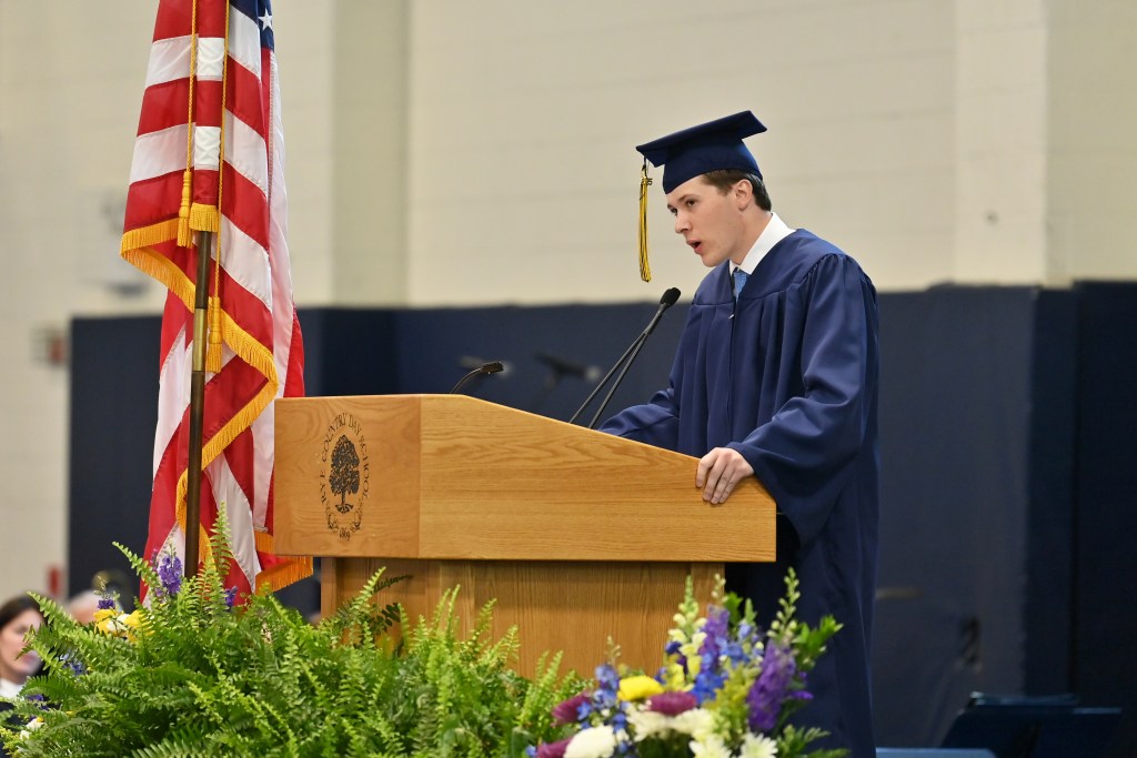 (PHOTO: Rye Country Day School Senior Class President Luke Stronski ’25 at the school's graduation ceremony on June 5, 2025. Contributed.)