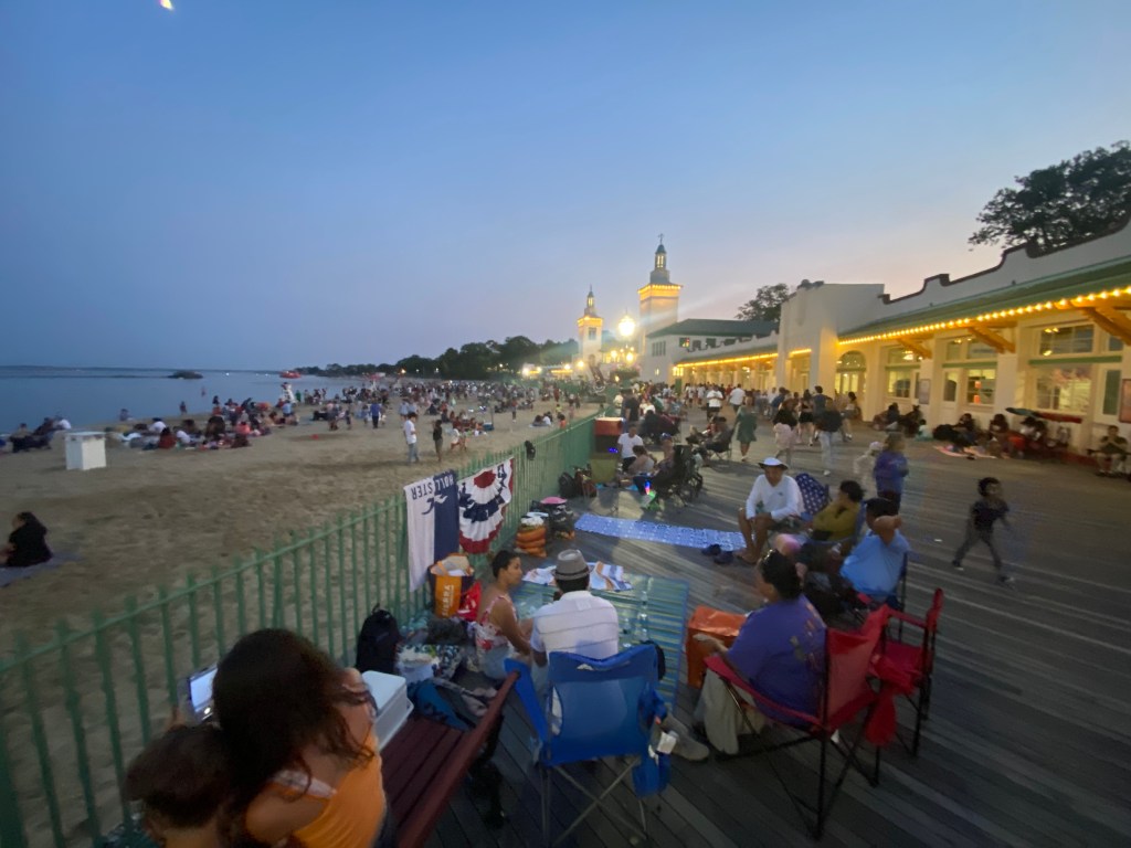 (PHOTO: The crowd waiting for fireworks at Rye Playland on July 4, 2025.)