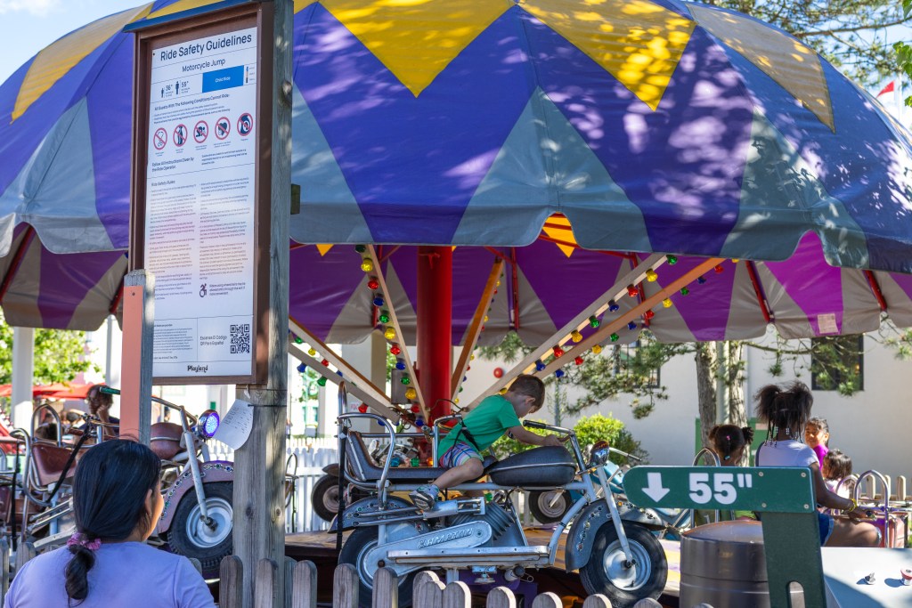 (PHOTO: The Motorcycle Jump ride in the Kiddyland section of Rye Playland. File photo 2024. Credit: Alex Lee.)
