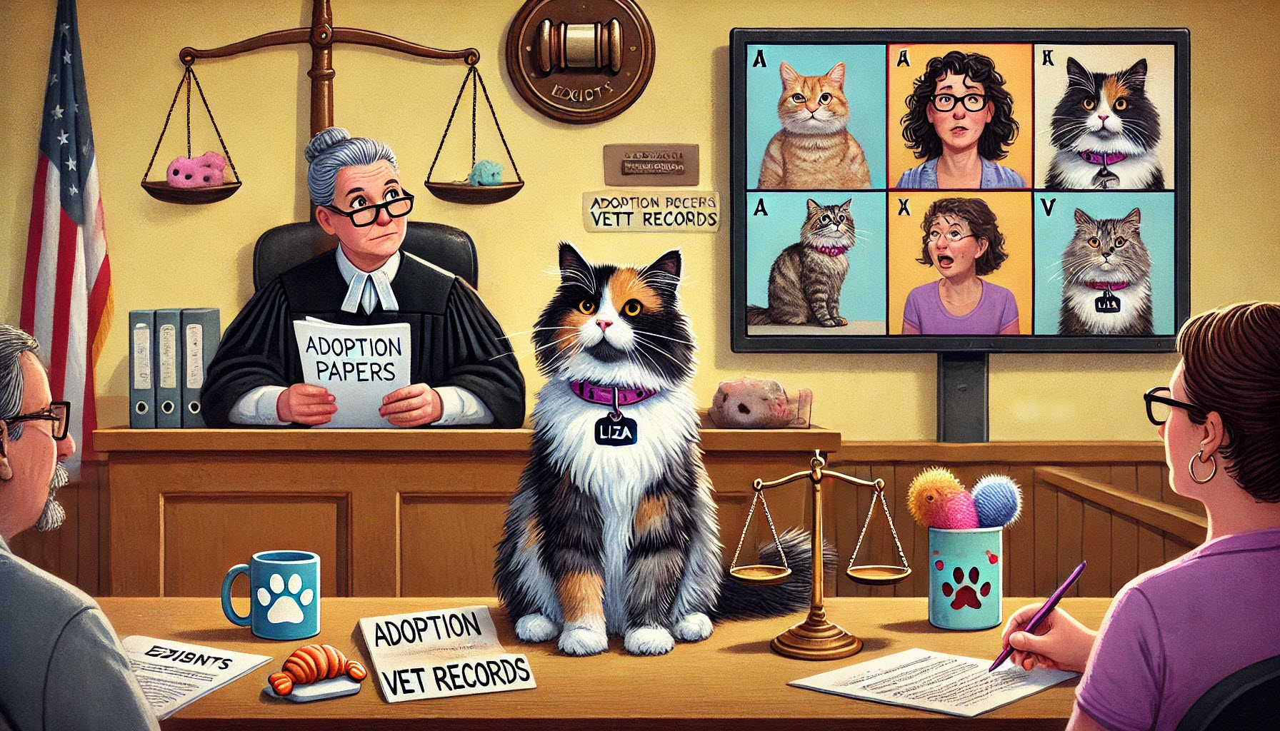 DALLE 2025-08-10 Holding Court - humorous cat custody trial