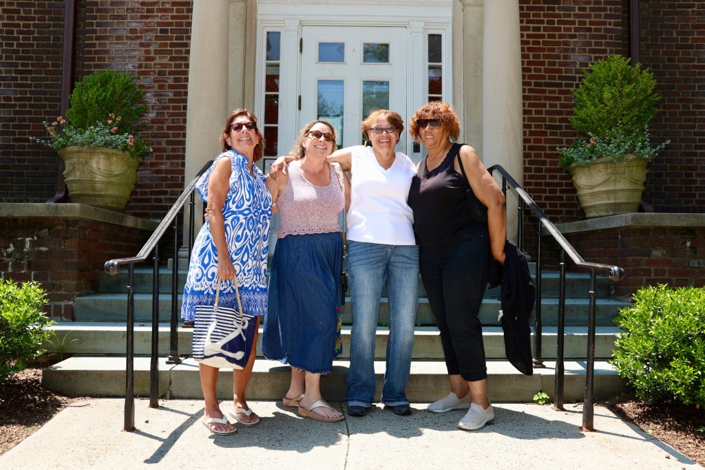 (PHOTO: Marion Anderson at a meet & greet with residents at the Rye Free Reading Room. Also pictured: Lori Talento, Suki van Dijk, (Anderson), and Ingraham Taylor. Contributed.)