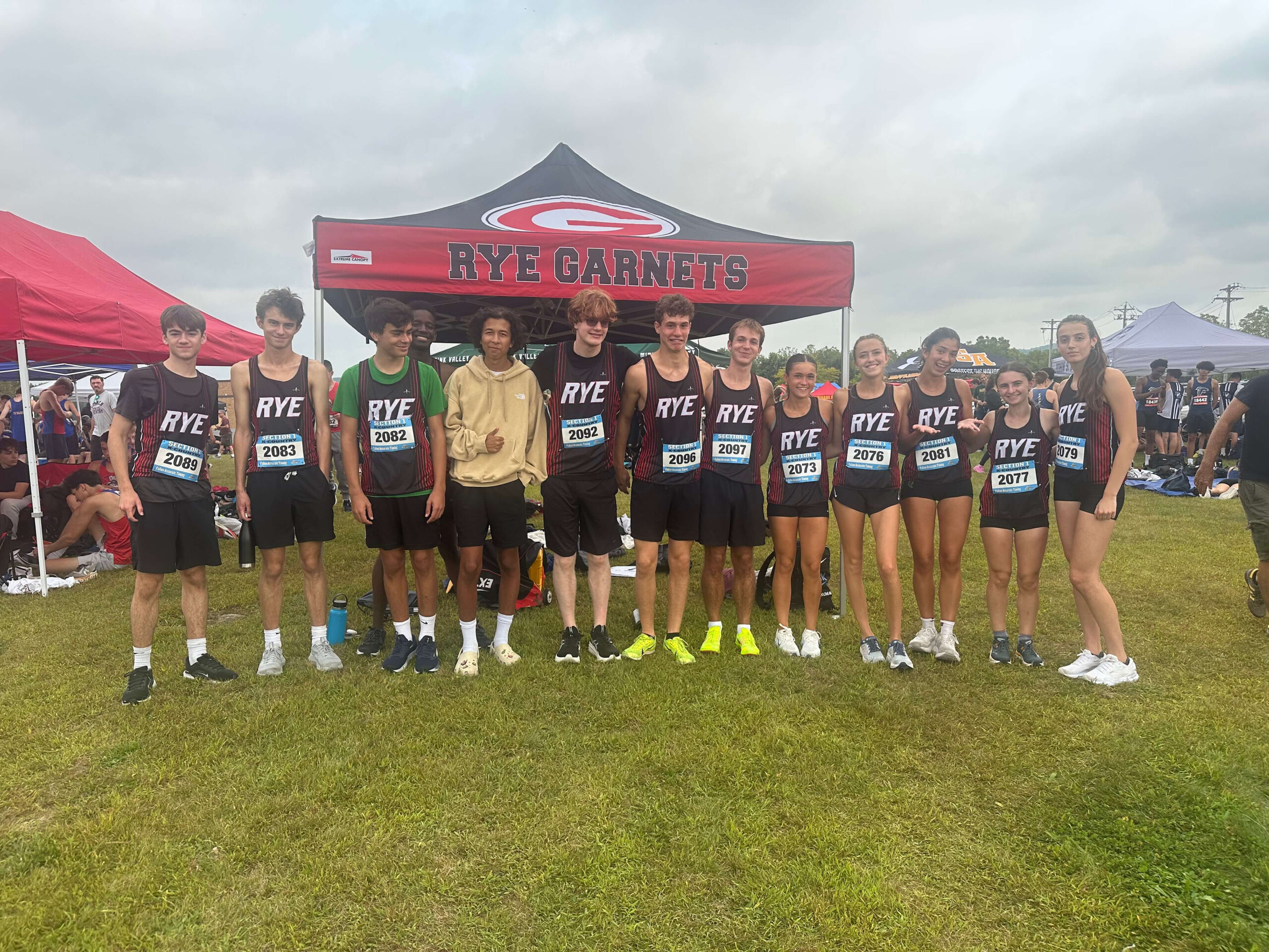 (PHOTO: The Rye Varsity Cross Country team after their first meet on Saturday, September 6, 2025. Contributed.)