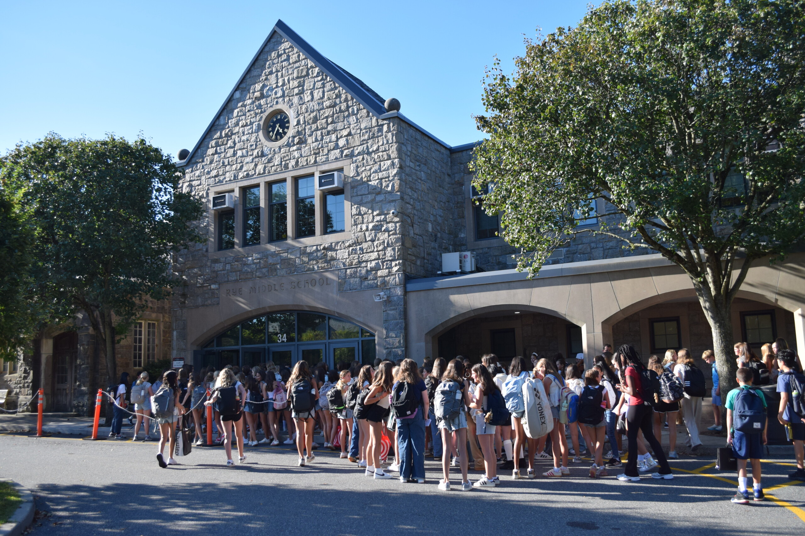 (PHOTO: Lining up for the first day at Rye Middle School on September 2, 2025. Contributed.)