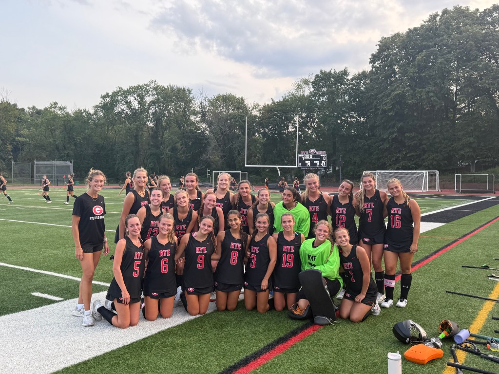 (PHOTO: The 2025 Rye Varsity Field Hockey team from September 5. Contributed.)
