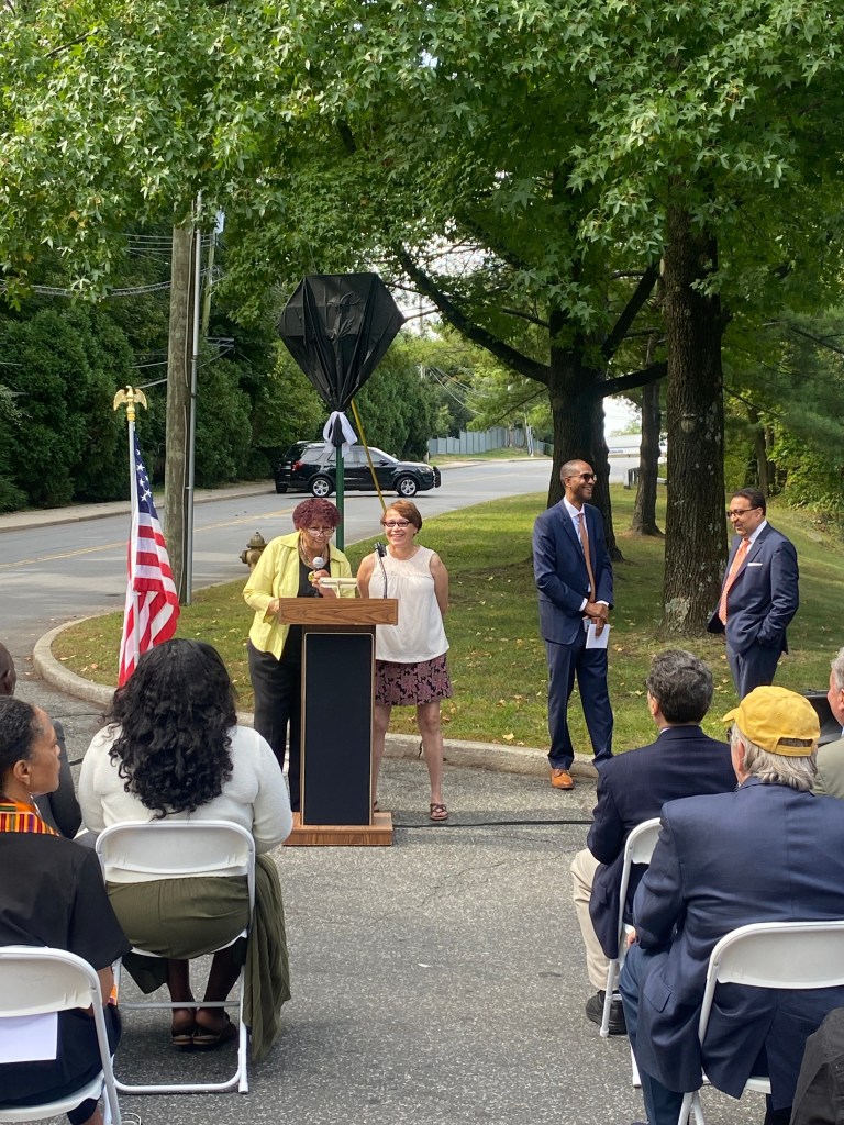 (PHOTO: The Paul & Orial Redd Way street naming at the Rye train station on September 27, 2025. Ingraham Taylor and Marion Anderson, long time residents who advocated for the City to recognize the Redds.)
